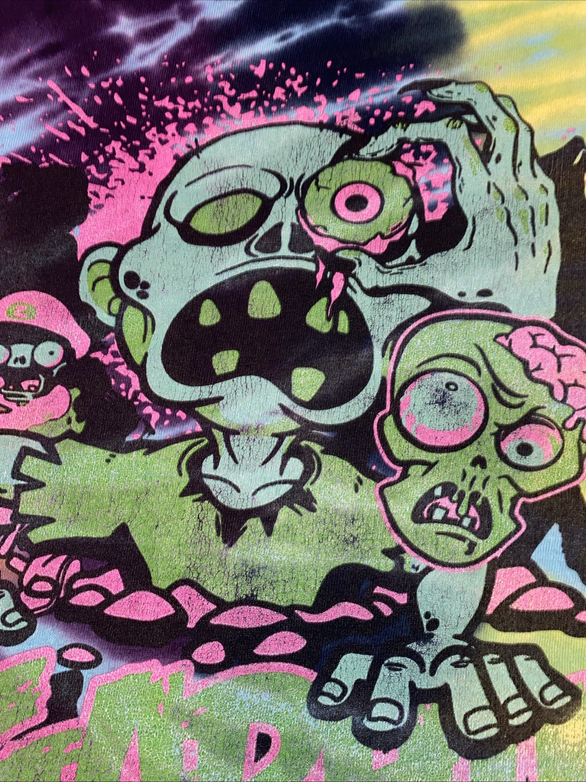 Sugarhill Zombie Tie-Dye Graphic T-Shirt Adult Sm-Med Double Sided Grunge Punk