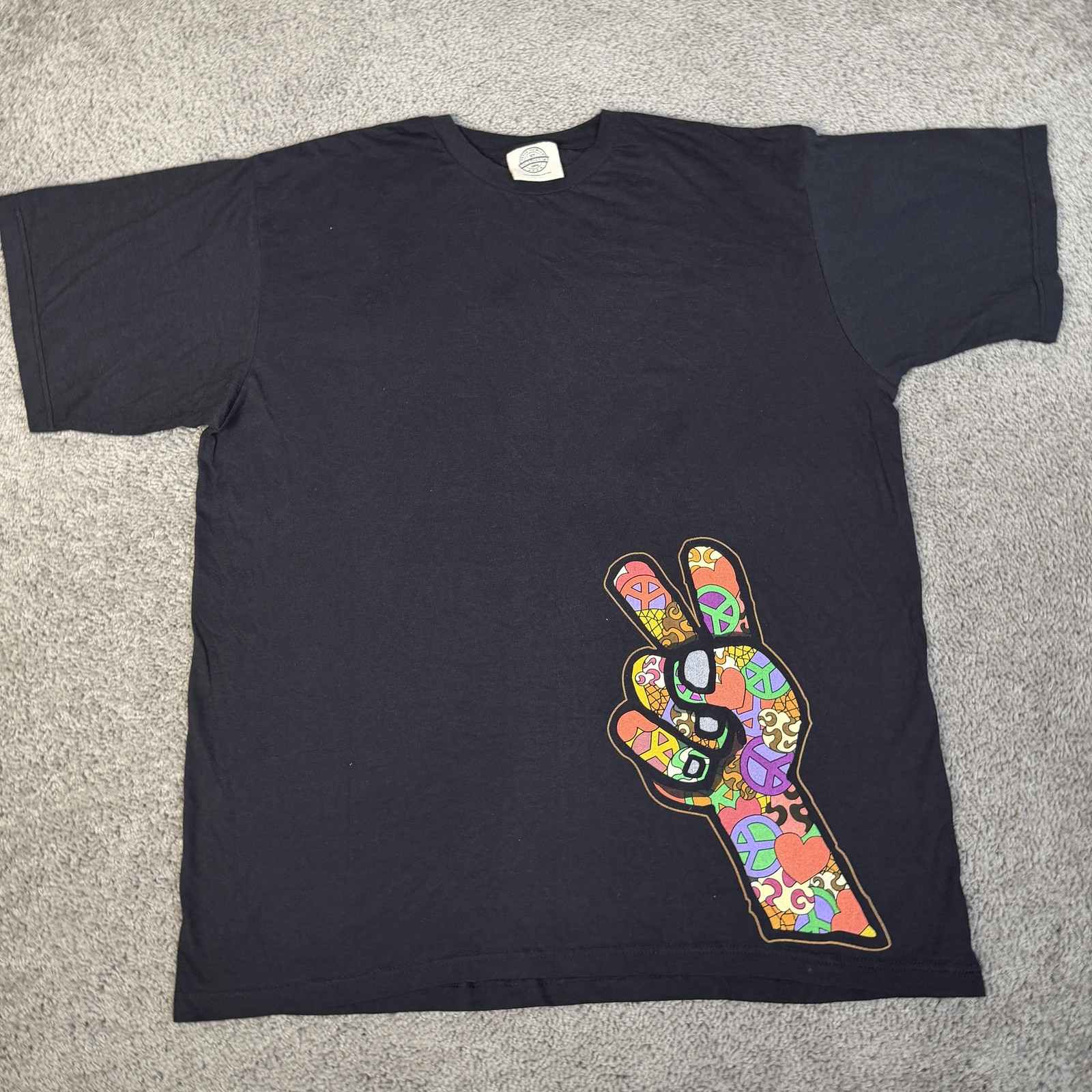 Ben & Jerry's Shirt Mens XL Black Peace Sign Hand Graphic Crew Neck Cotton gallery