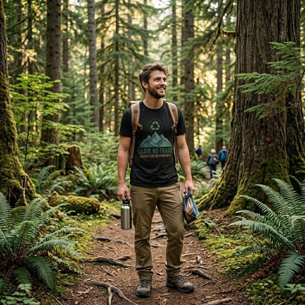 Leave No Trace T-Shirt - Adventure Responsibly Mountain Hiking Eco-Friendly Tee gallery