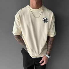 Unisex Anime Graphic Printed Short Sleeved Oversized Cotton T-shirt Streetwear