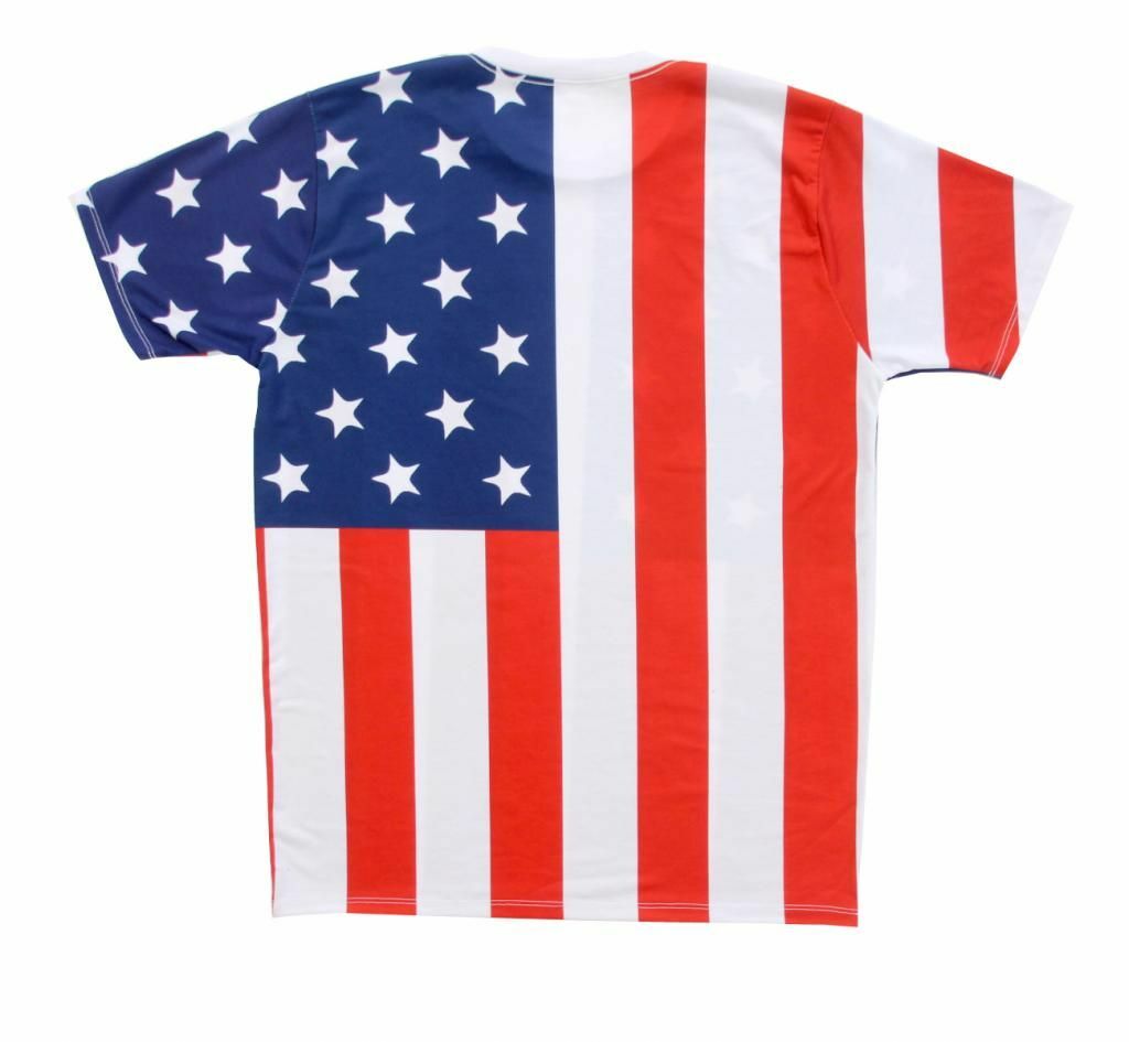 Adult White United States Patriot USA American Flag Sublimation T-Shirt Tee gallery