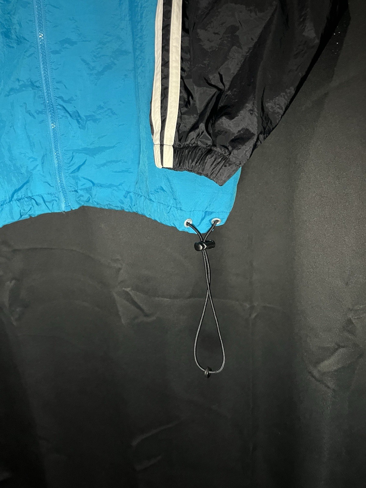 Vintage Black and Blue Adidas Windbreaker Size L Breathable Full Zip Up Hoodie gallery