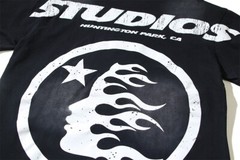 HELL STUDIOS STAR INS Same Style Big Logo Cotton Tee Wash Black T-shirt 2 Color