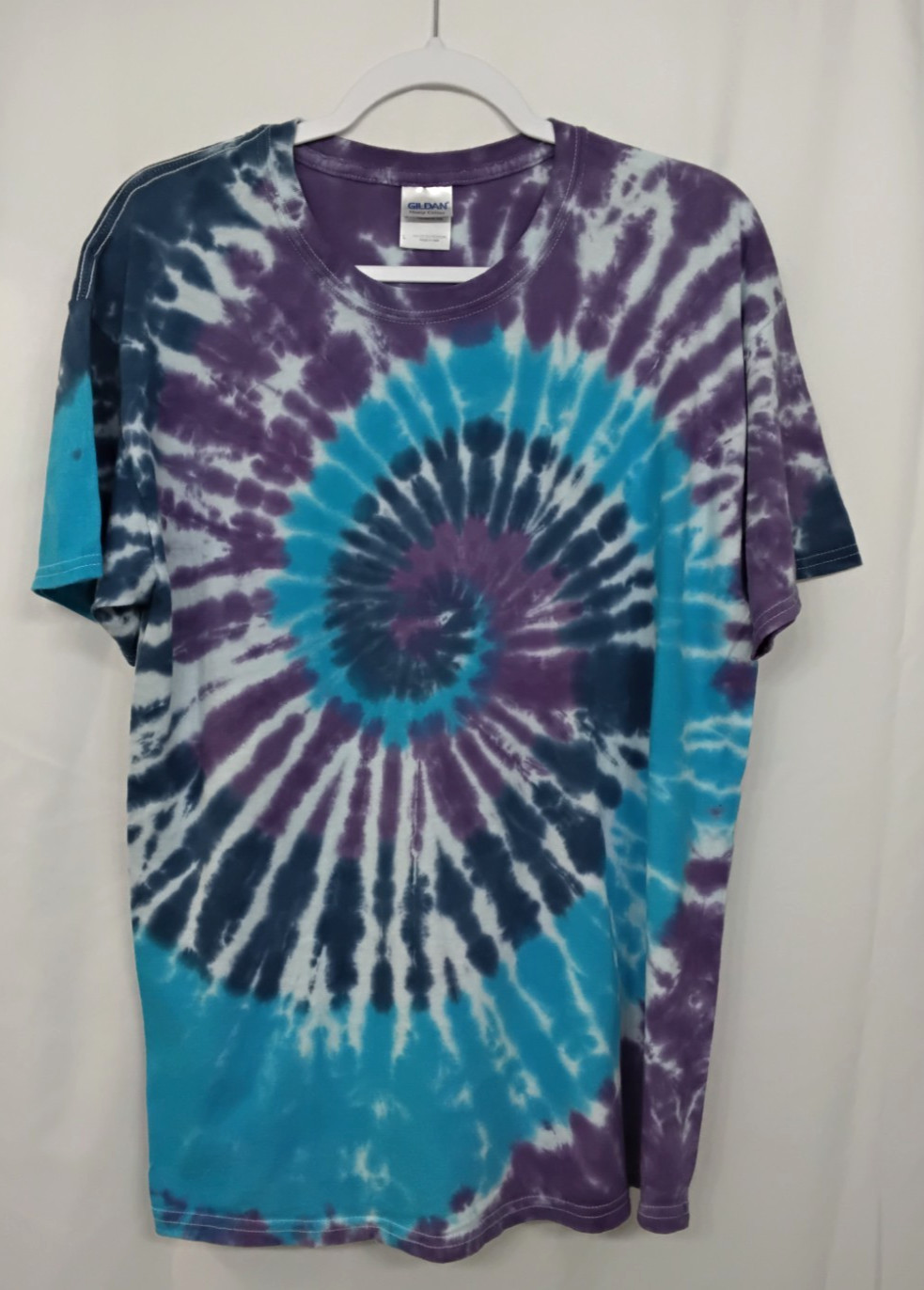 New Tie Dye Men’s T-Shirt Purple Blue Adult Large Multicolor Summer Spiral