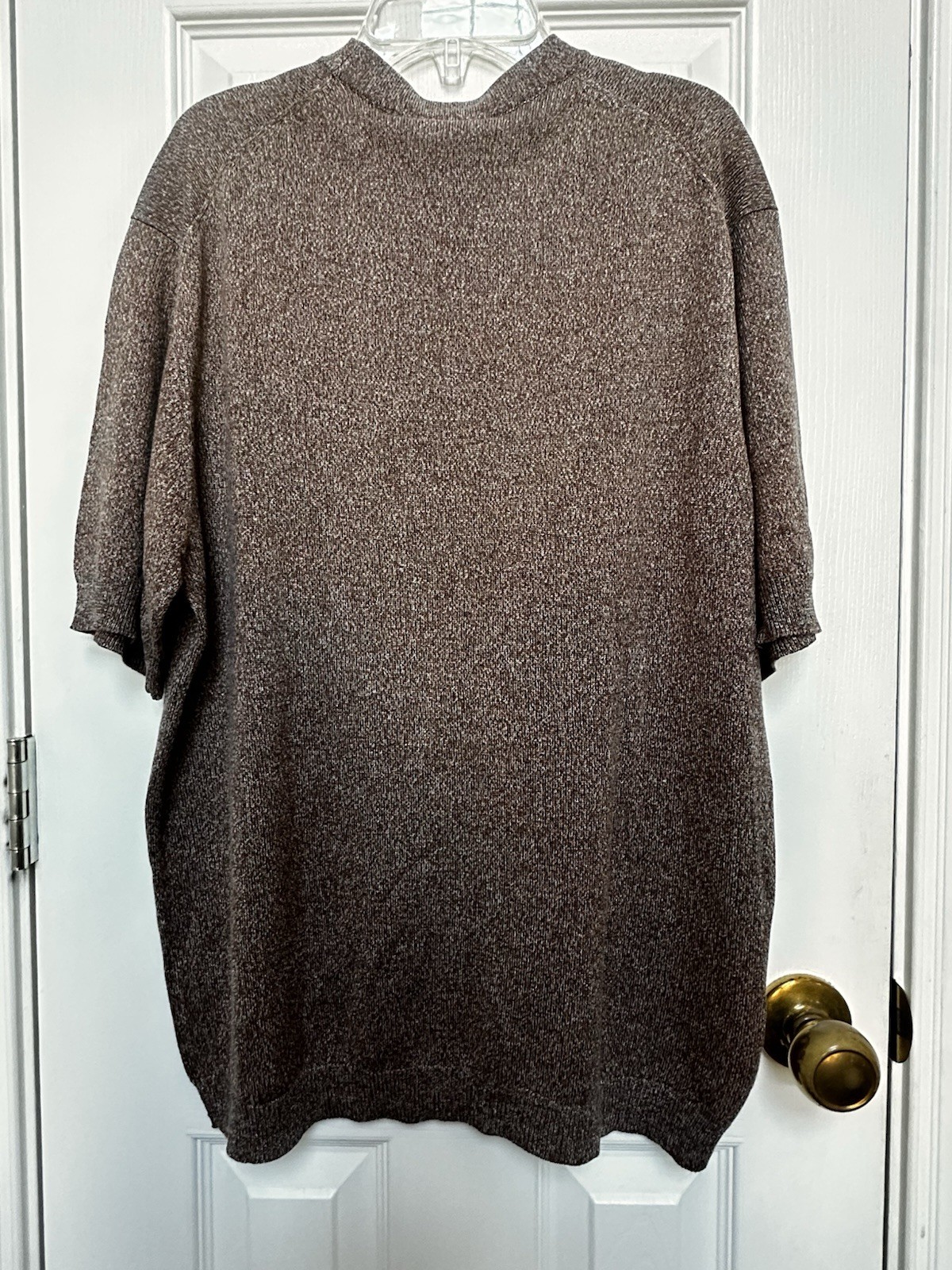 Vintage NWT Perry Ellis Brown 80% Silk Short Sleeve Shirt - Men’s Large gallery