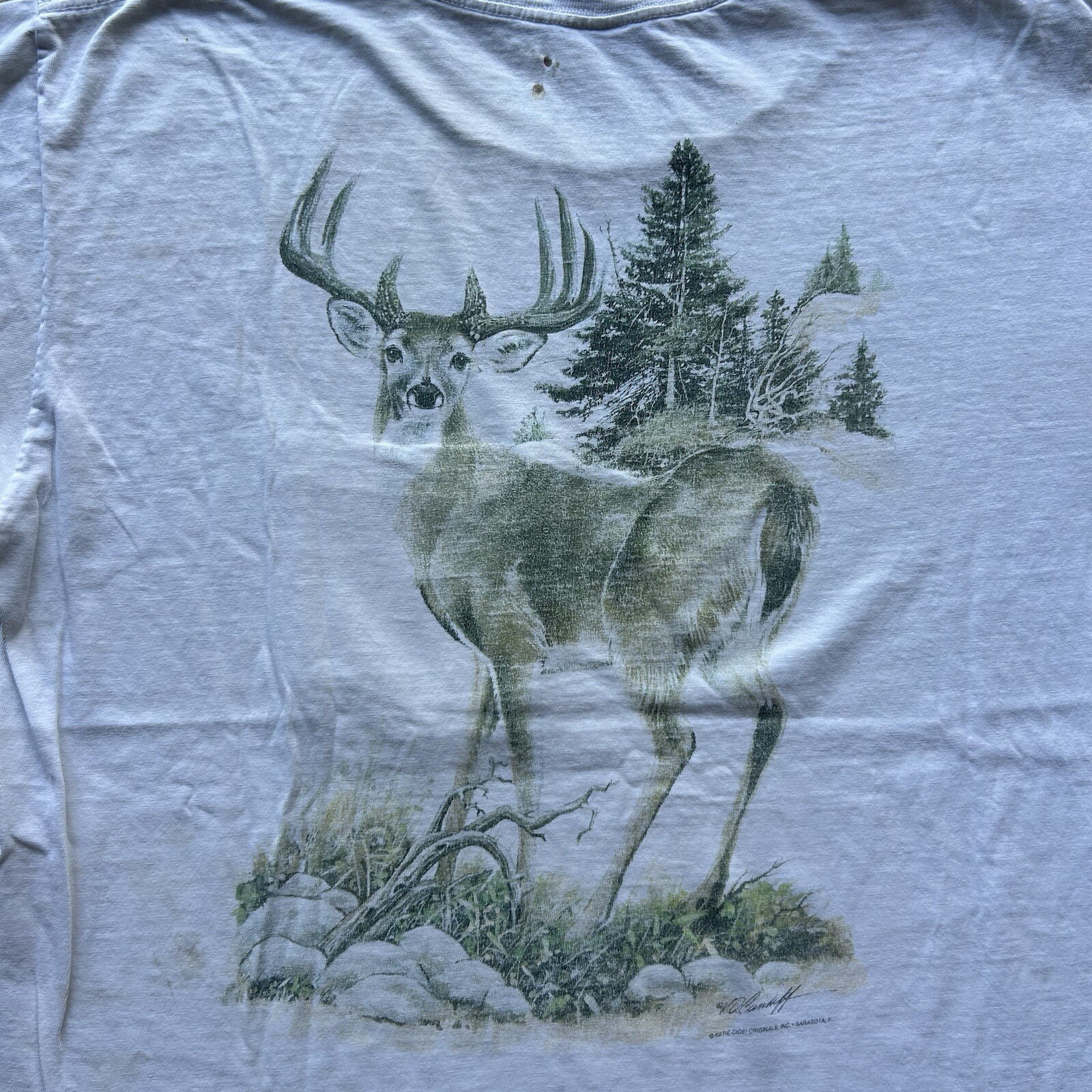 Vintage 90s Sporting Life Shirt Size XL White Deer Nature Pocket Art Animal Buck gallery