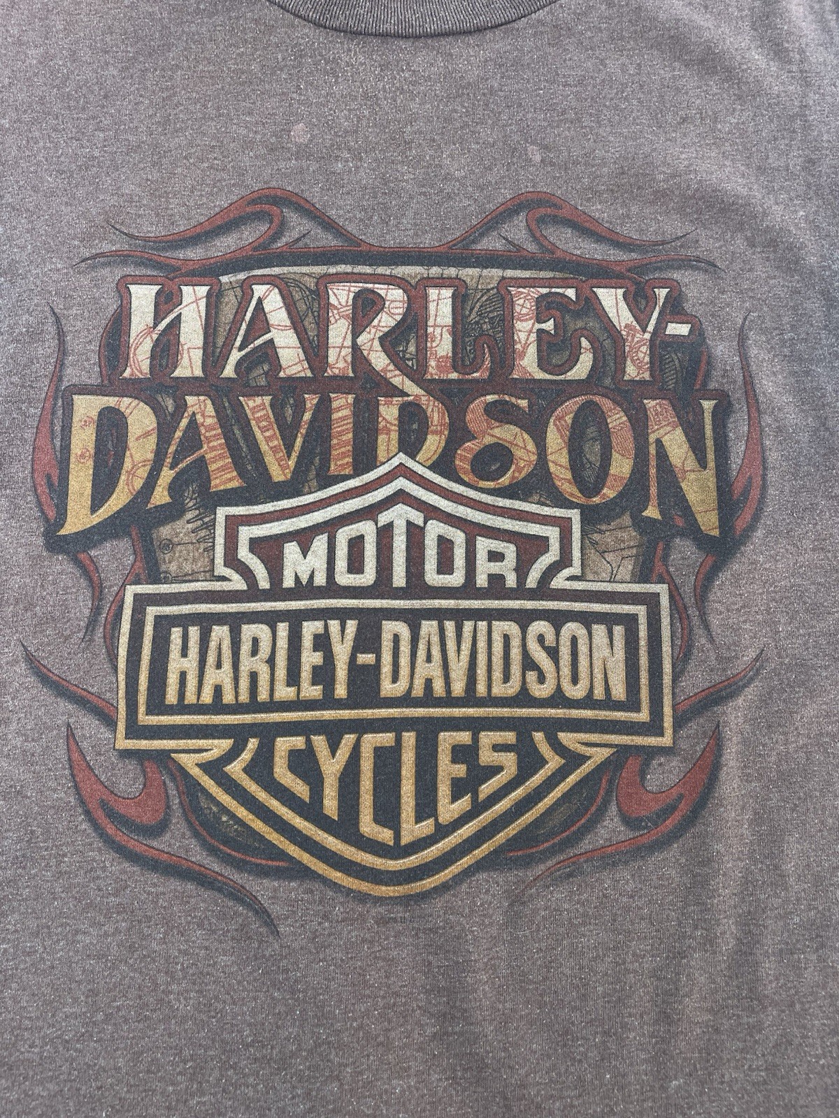 Mens Y2K Harley Davidson Brown Mancuso Central Sleeveless Shirt Size Medium gallery
