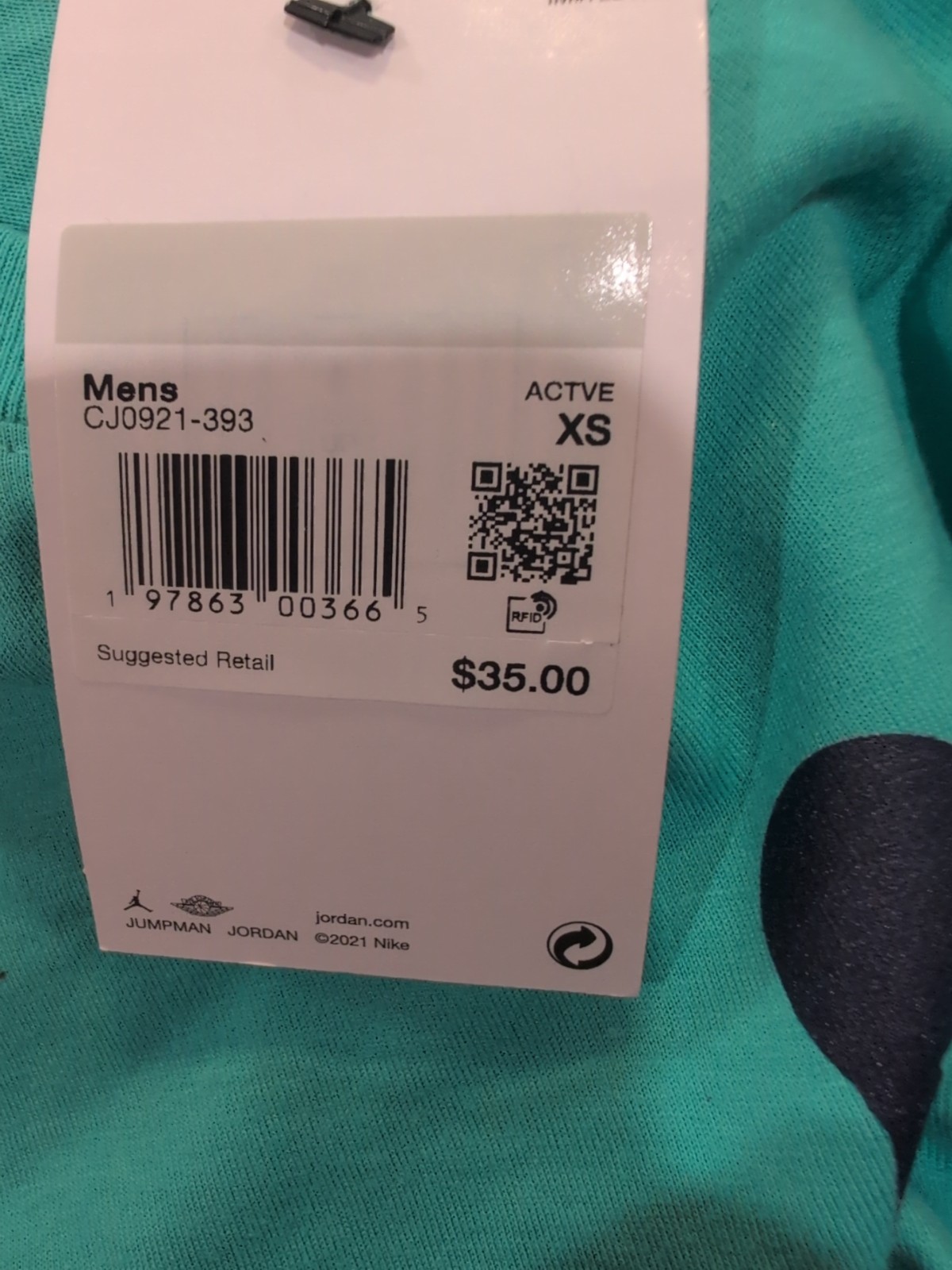 Jordan Men’s Jordan Jumpman Logo Shirt Sz. XS NEW CJ0921-393 Light Blue/Teal gallery