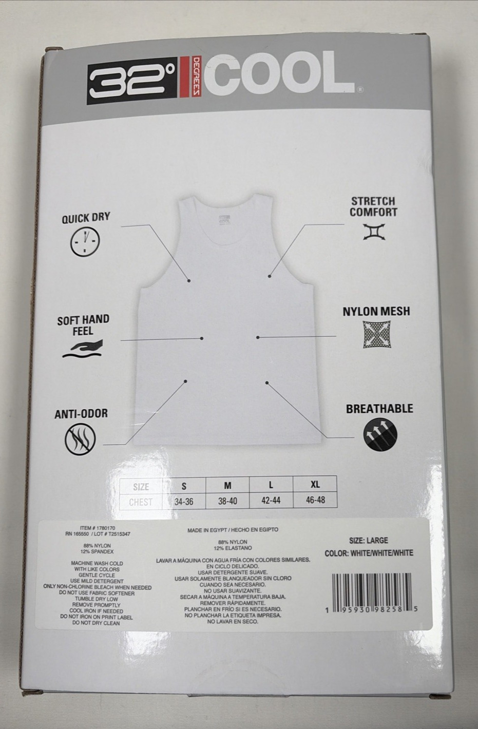 Lot of 2 32 Degrees Cool Comfort Mesh Tank 3 Pk Each Black White Size Large NEW gallery