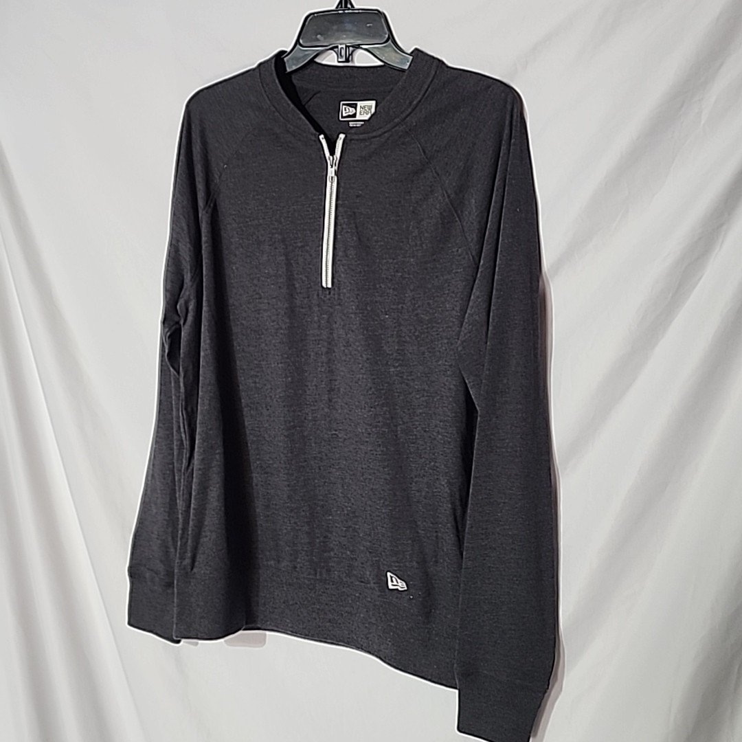 New Era T-Shirt 1/4 Zip Pullover Cotton Blend Long Sleeve Gray Medium gallery