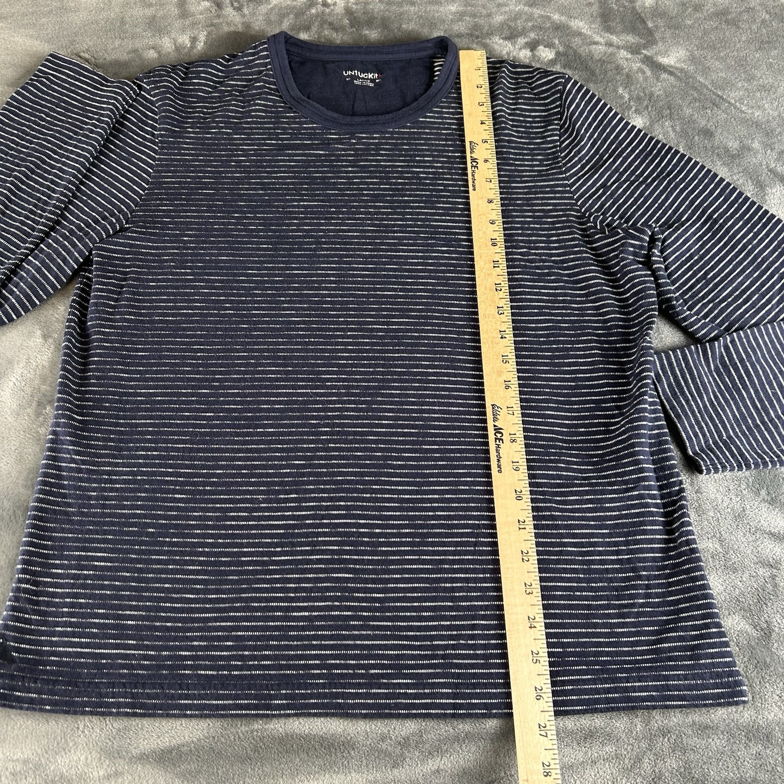 UNTUCKit Lambert Striped Cotton Crewneck T Shirt Mens L Navy Nautical Casual gallery