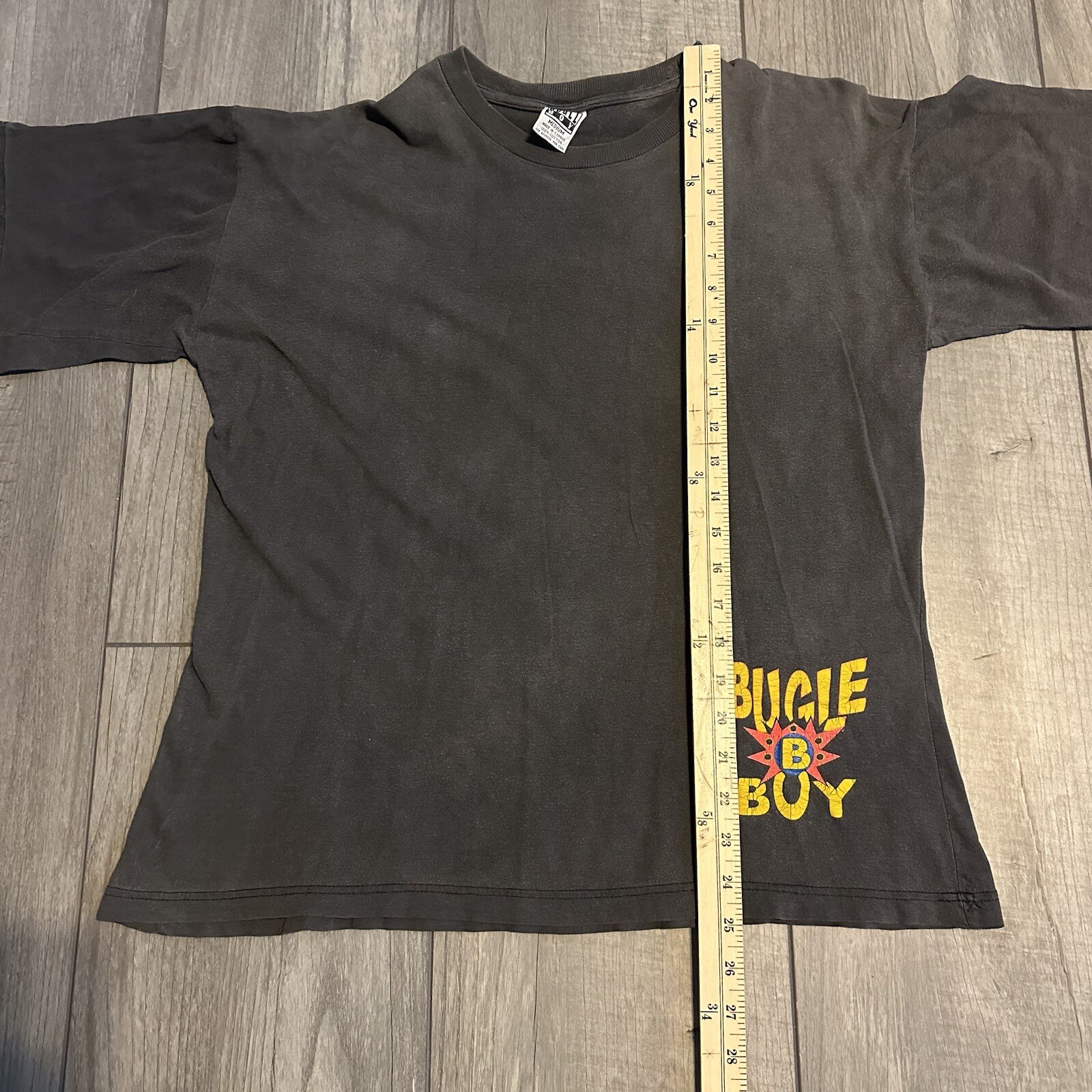 Vintage Bugle Boy Shirt Medium Single Stitch Sun Faded Gradient Neon Rainbow 90s gallery