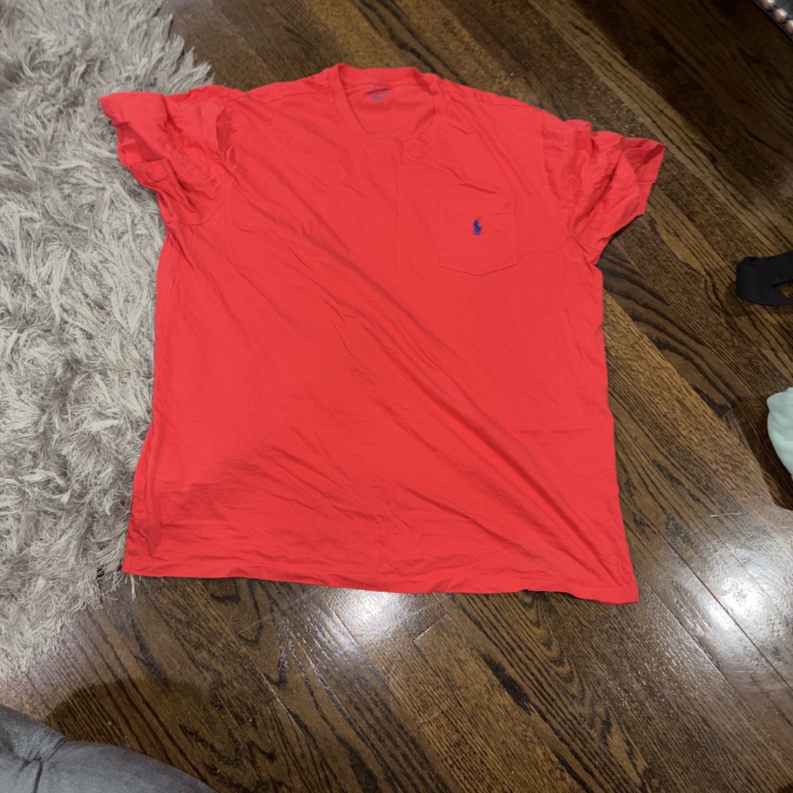 Y2K Polo Ralph Lauren Men 2XLT Red Pink Pocket T-Shirt Short Sleeve 100% Cotton