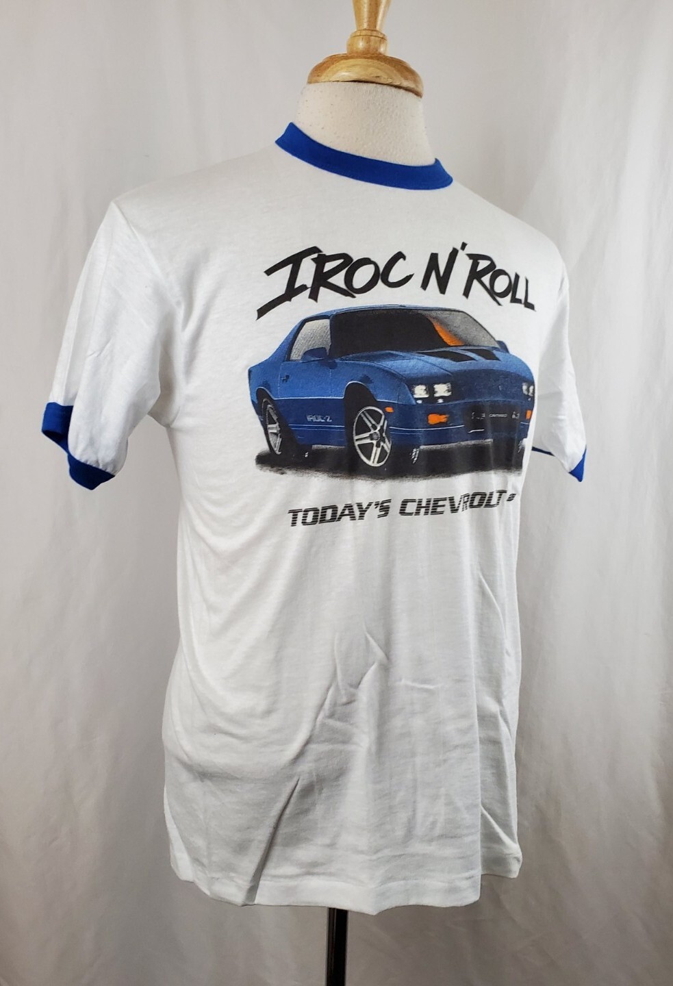 Vintage 80s Chevy Camaro IROC T-Shirt Large Ringer 50/50 Two Sided Deadstock, GM gallery