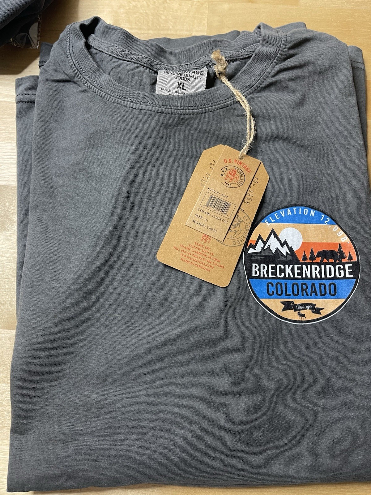 U. S. Vintage Men's Garment Dyed Charcoal Crew Neck Long Sleeve T-Shirt Tee $50 gallery