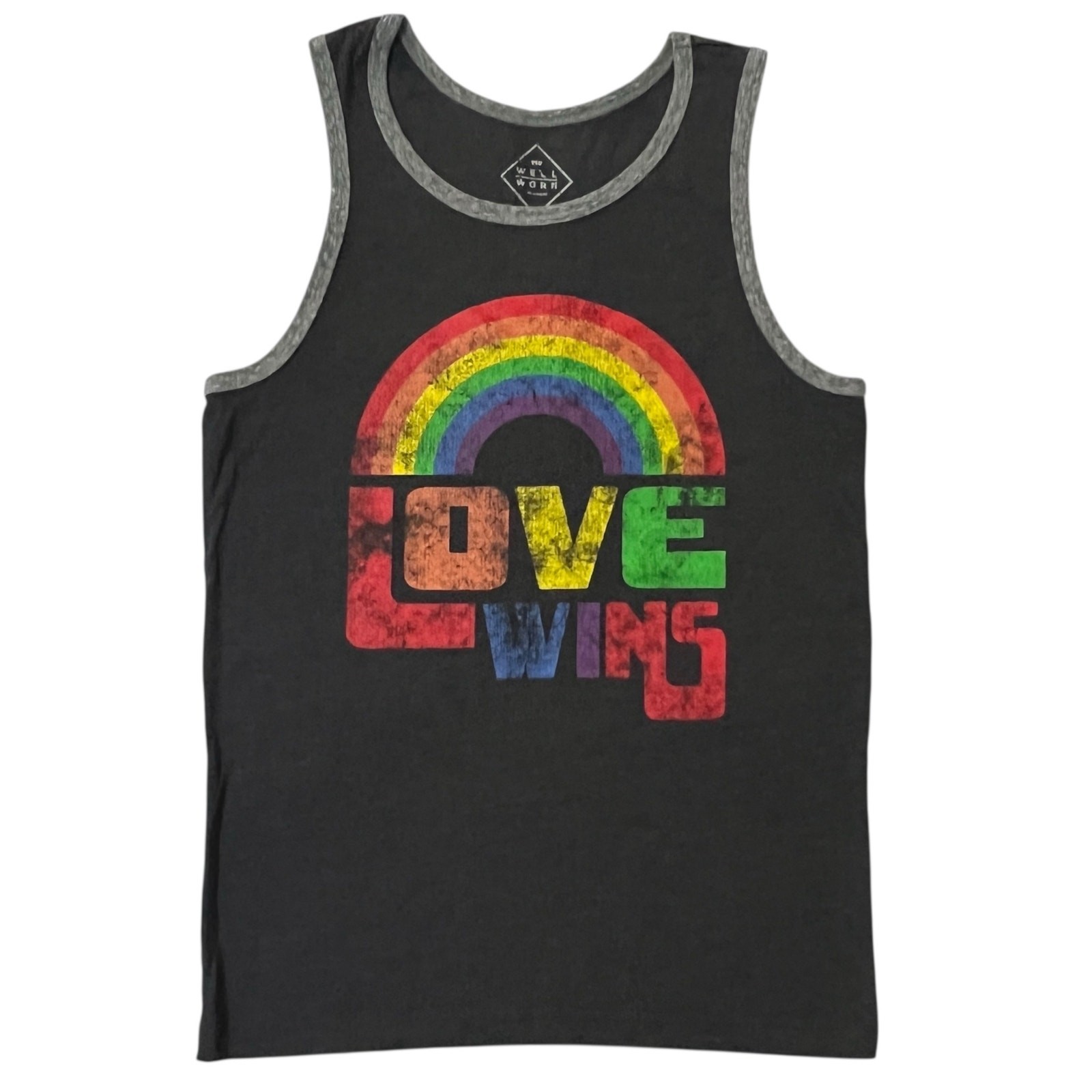 Well Worn (XS) Love Wins Rainbow Pride Contrasting Trim Tank Top gallery