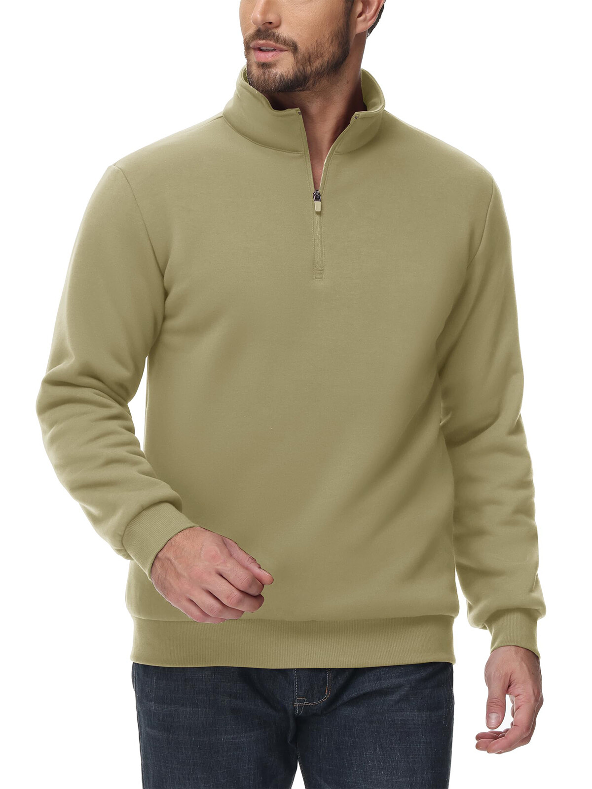 Men's 1/4 Zip Sweatshirt Sherpa Lined Fleece Pullover Heavyweight Winter Sweater gallery