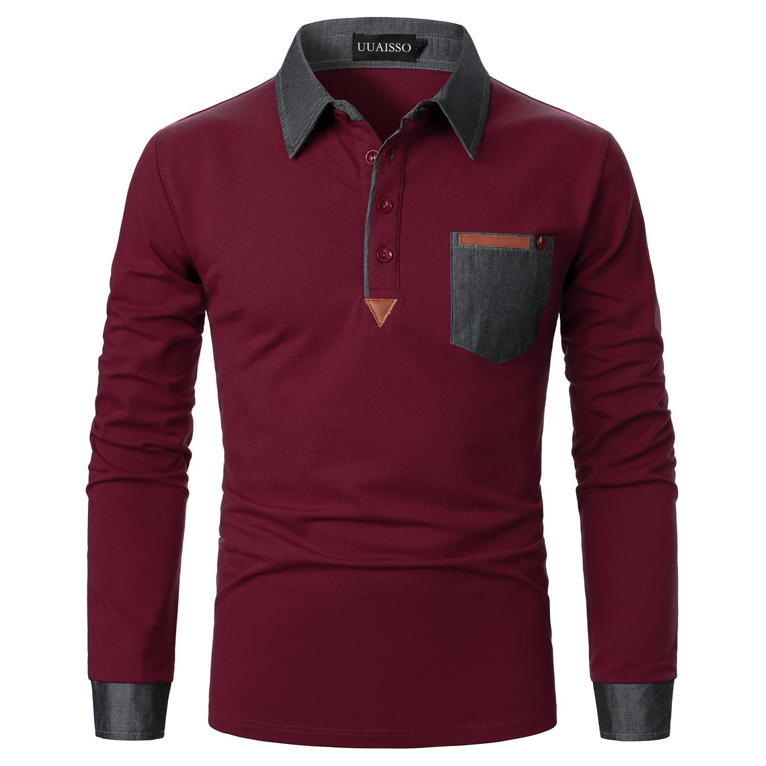Polo shirt men’s long sleeve polo shirts cotton color sewing pocket TShirt slim…