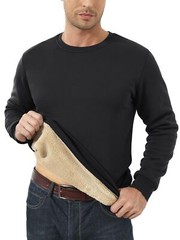 Men’s Winter Warm Sherpa Lined Sweatshirt Long Sleeve Pullover Casual Sweatshirt