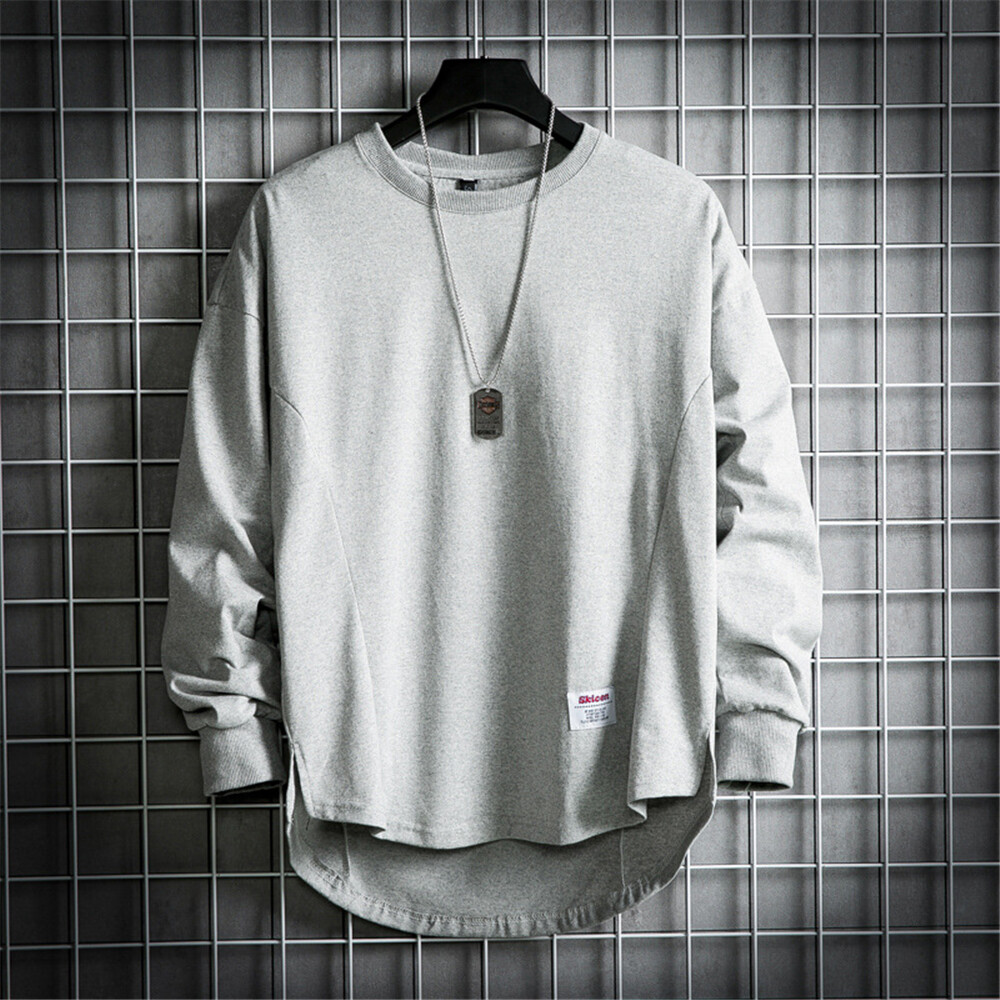 Men’s Casual Baggy Long Sleeve Shirt Sports Round Neck Fashion T-Shirt Street