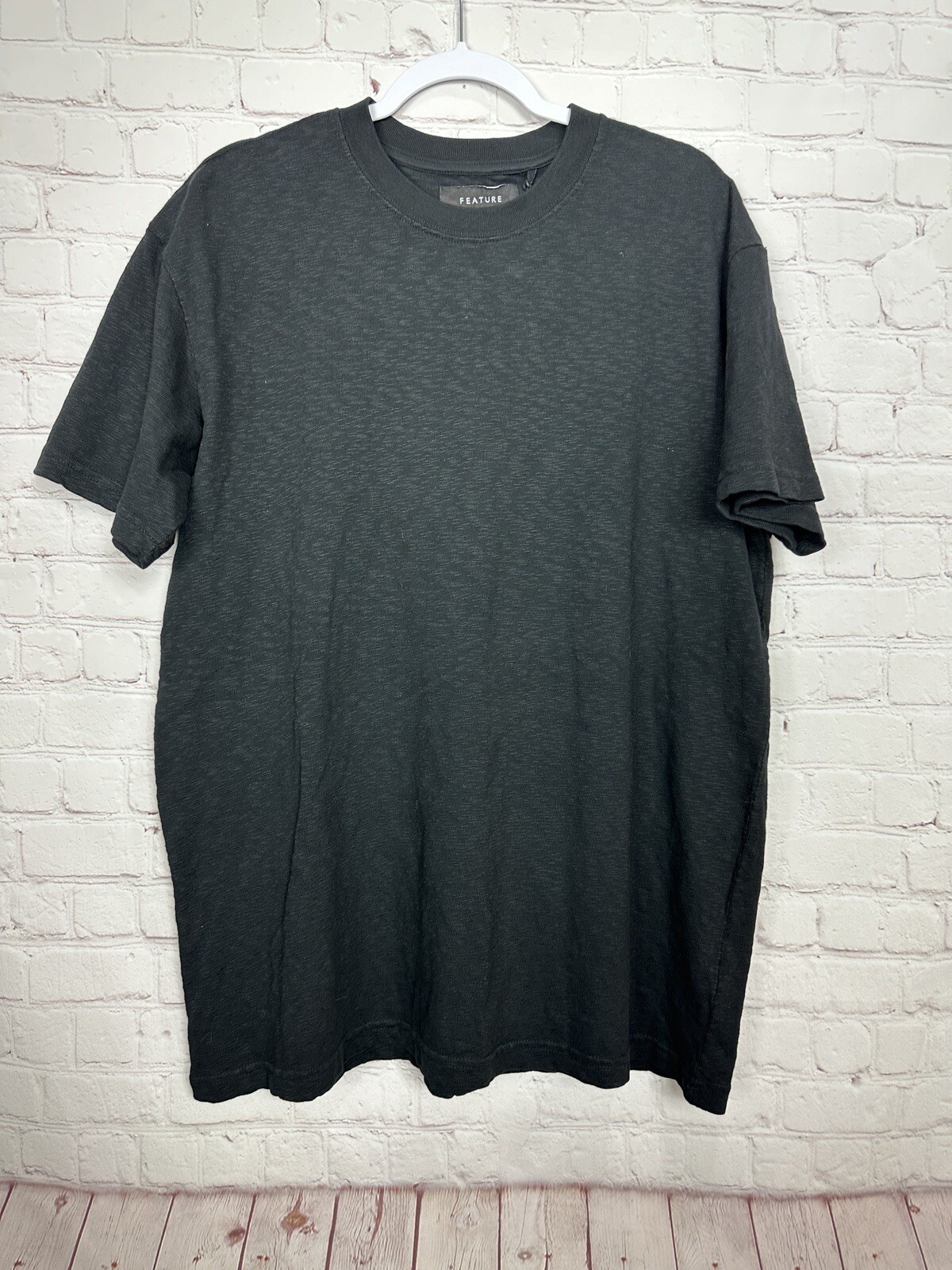 Feature All Things Good black slub long length tee t-shirt shirt, sz L, NWT $60 gallery