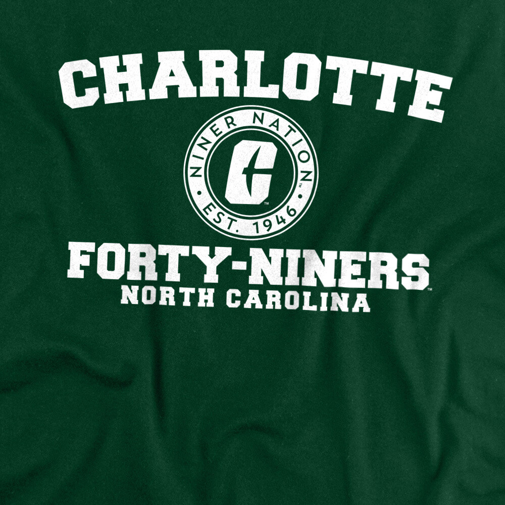 UNC Charlotte Adult T-Shirt Circle Logo, Hunter Green, S-3XL gallery