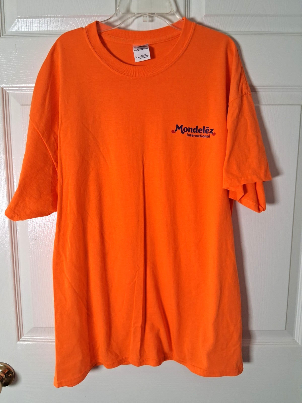 Mondelez International Orange Work Employee Tee Gildan Double Sided Graphic XL