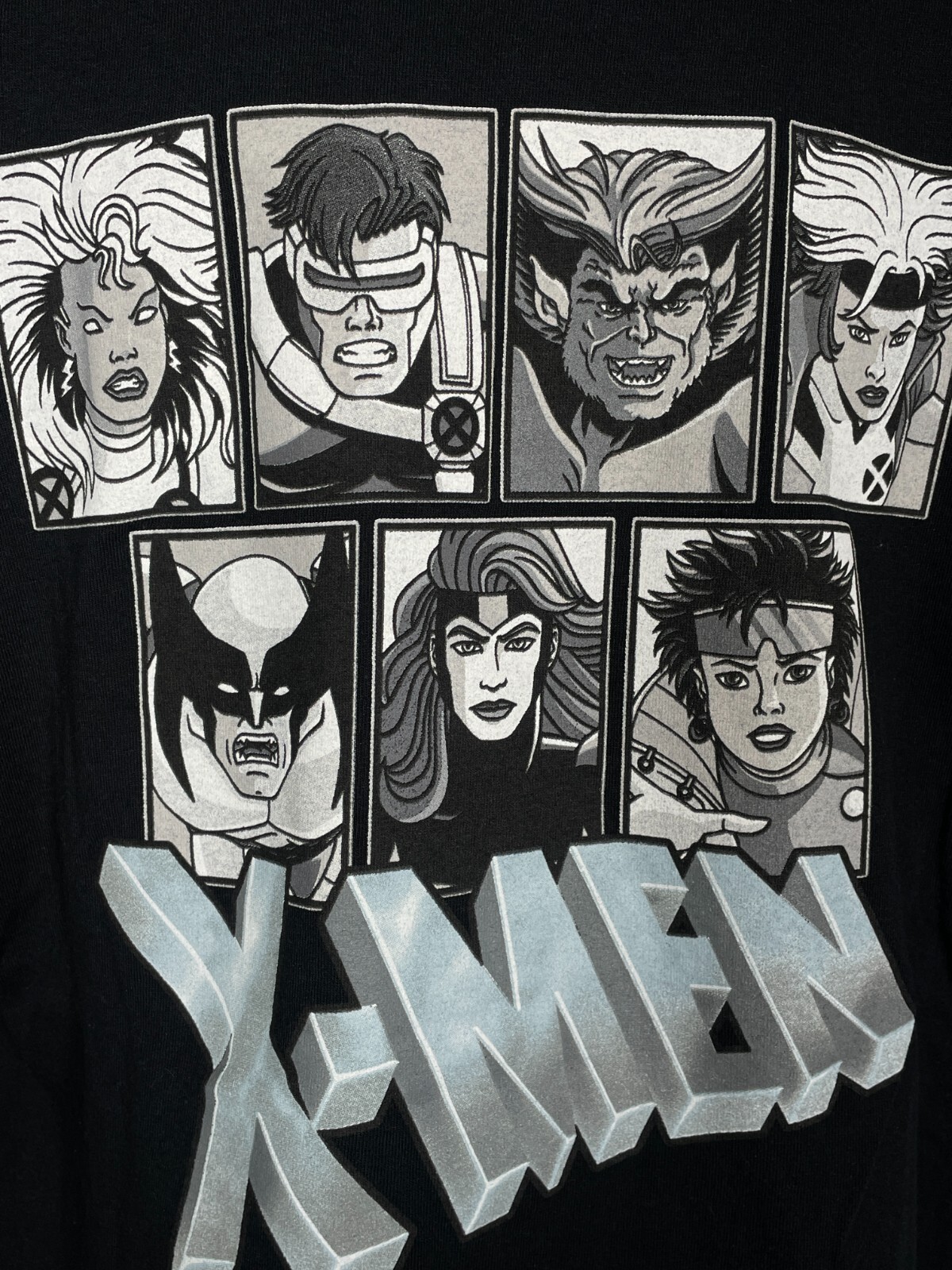 X-Men Cartoon 90's Style Black T-Shirt Wolverine Storm Cyclops Beast Men's XL gallery