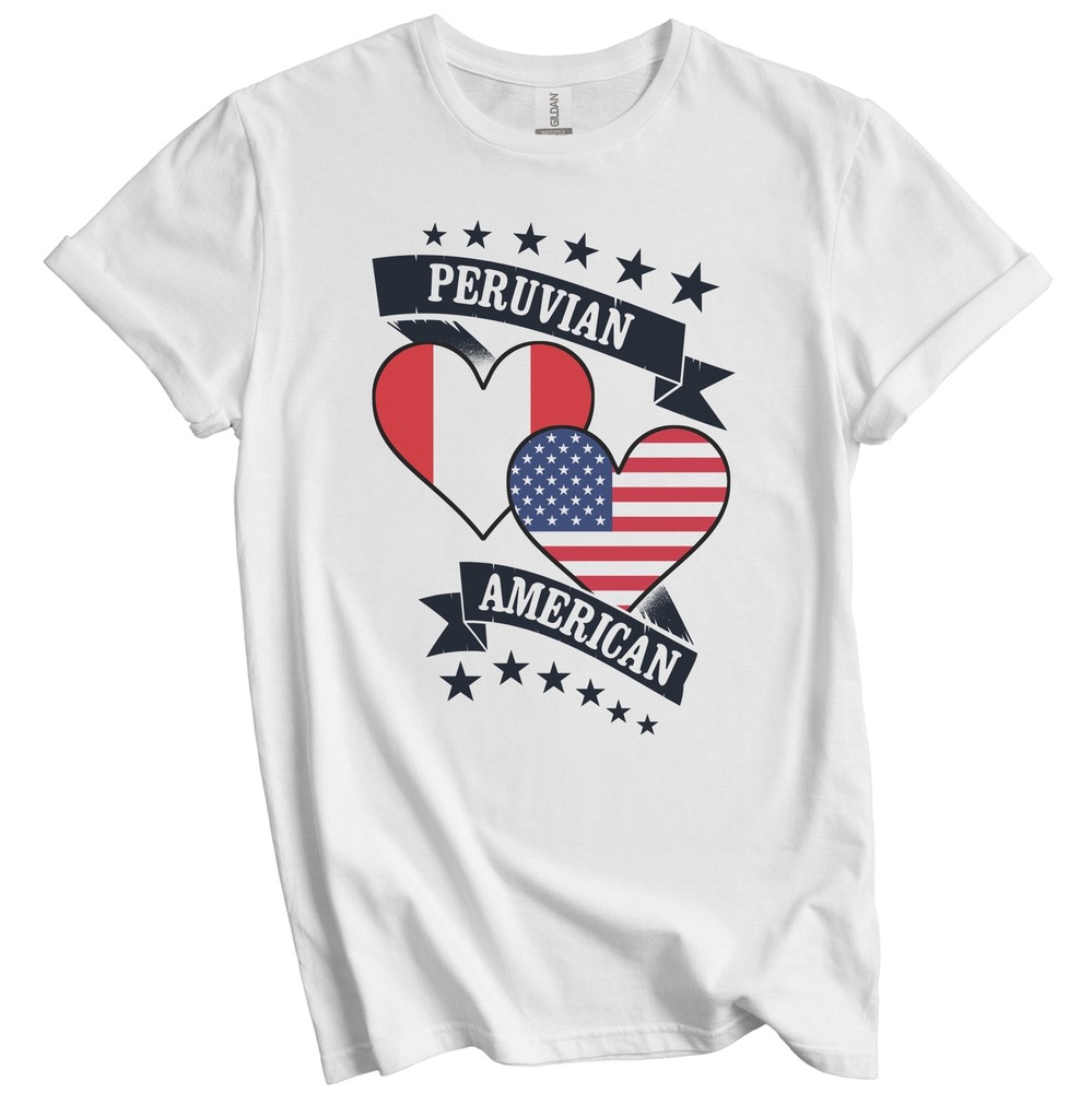 Peruvian American Heart Flags Peru America T-Shirt