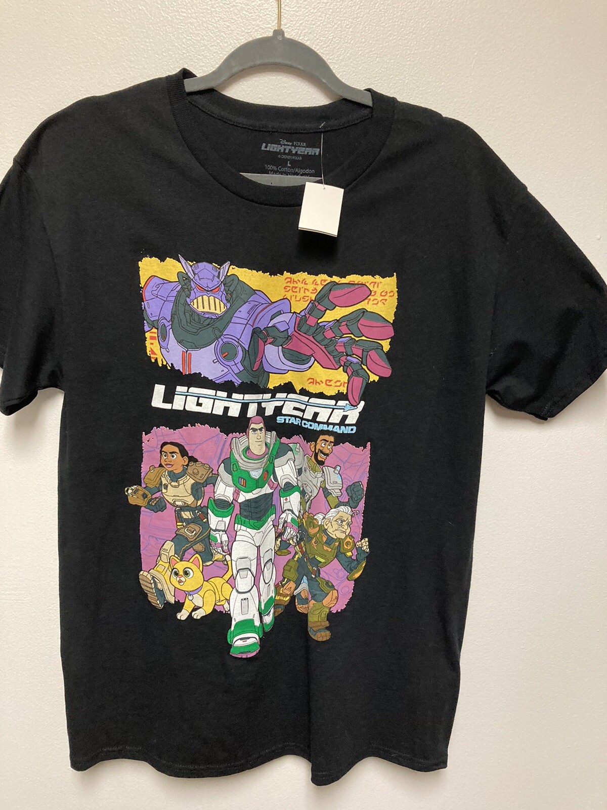Buzz Lightyear Star Command. Lg Black T Shirt Full Front Print. Disney gallery