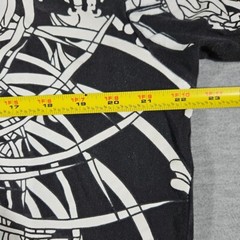 Y2K Floral Skeleton Warrior Tshirt Sz L Class Player Tag Tiki Feel Print RARE