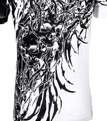 Xtreme Couture Affliction Men’s T-Shirt BRUTAL COMBAT White Skull Biker Tattoo
