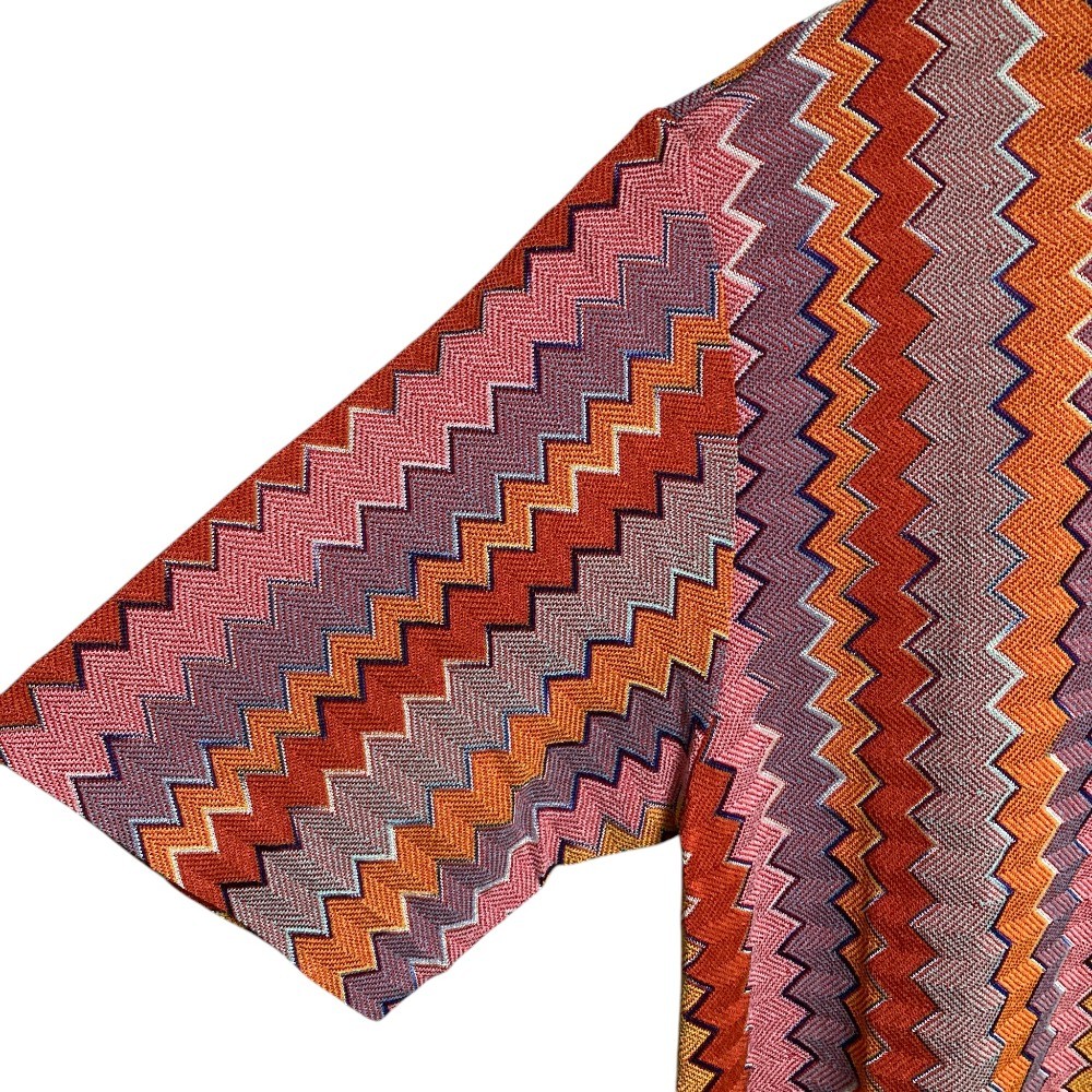 MISSONI Chevron Oversized Short-Sleeve Knit Top, Size 50, Multicolor mens USED gallery