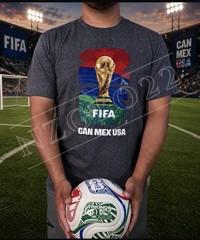 FIFA World Cup Men’s M Gray Graphic Print Logo Crew Neck Short Sleeve T-Shirt