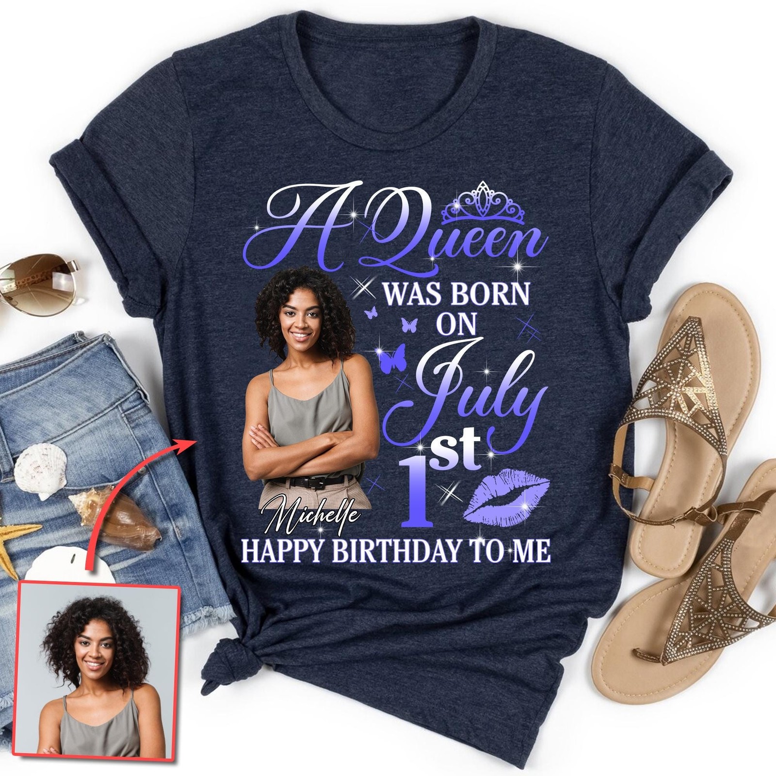 Personalized Women s Birthday Shirt Custom Face T-Shirt 25th 30th 40th 50th