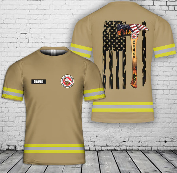 Custom name & Fire Department Firefighter 3D T-Shirt gallery