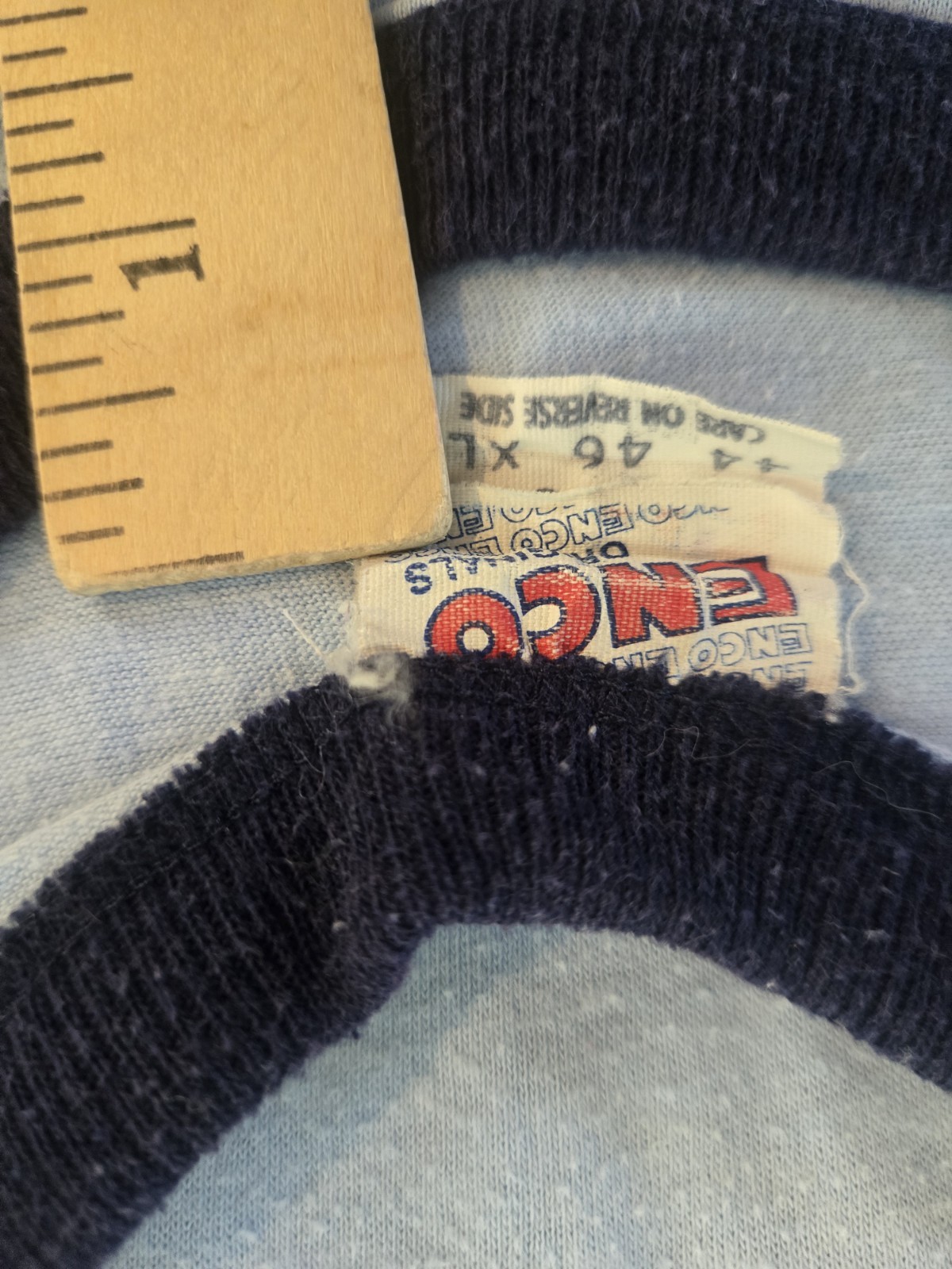 True Vintage 70s Orient Express T-shirt Xl Single Stitch Hem Ringer Stripes Enco gallery