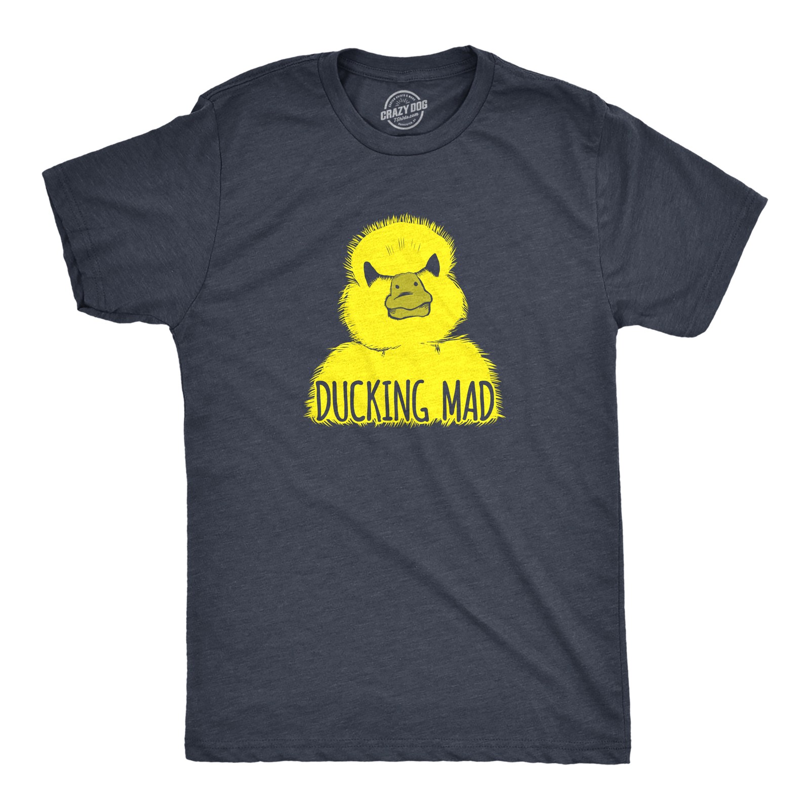 Mens Ducking Mad T Shirt Funny Angry Yellow Duck Tee for Guys