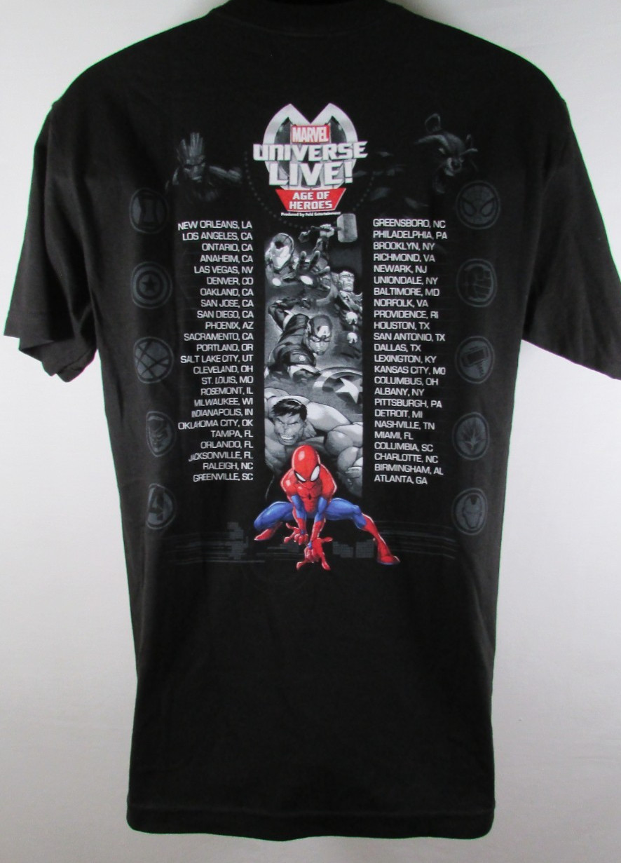 Marvel Universe Live Shirt Black Cotton Crew Age Of Heroes Tour Size Men Medium gallery