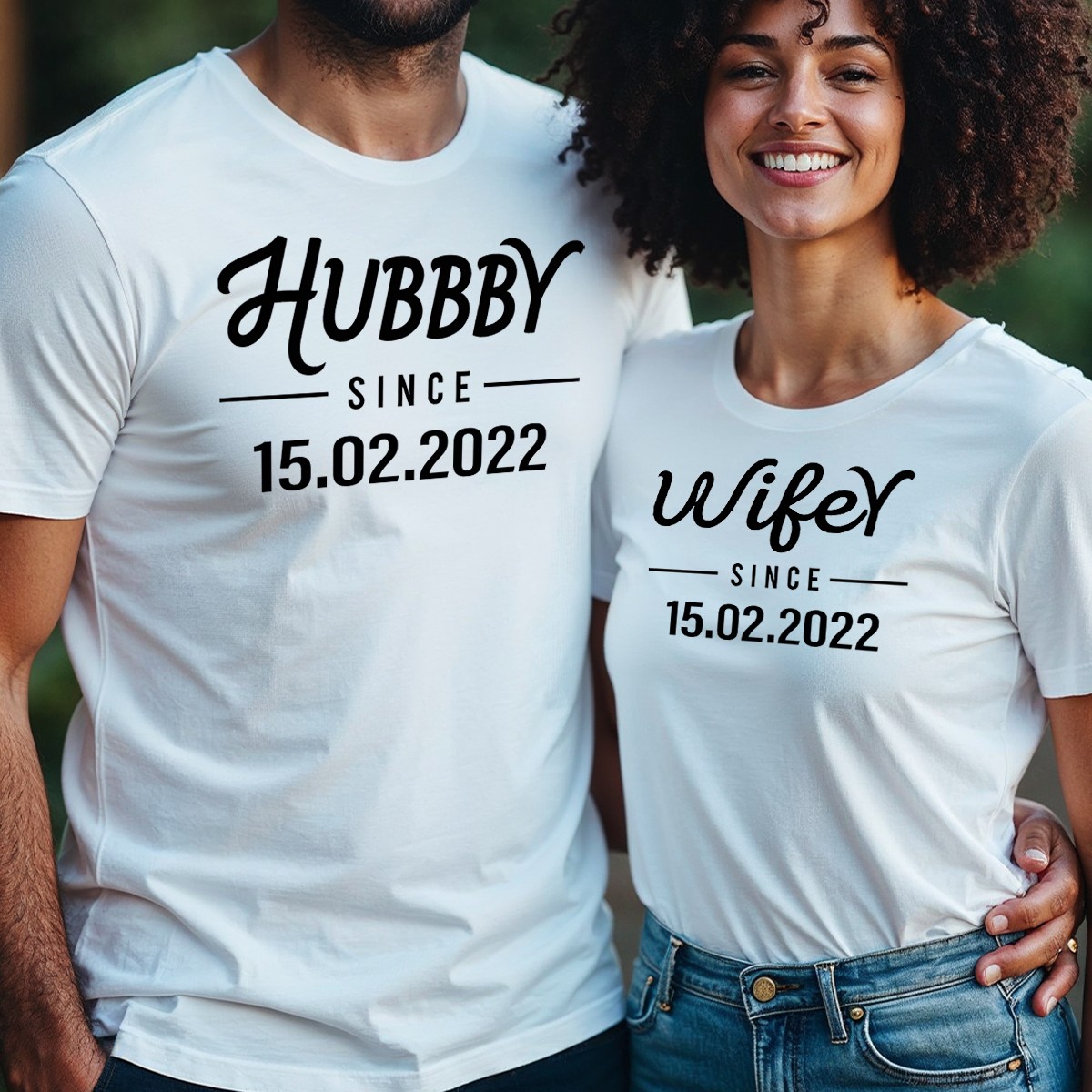 Husband Wife Personalised Matching Couple Tshirts Wedding Gift Anniversary gallery