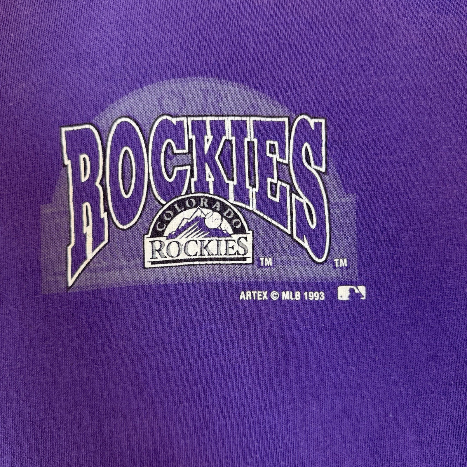 Vintage 1993 Colorado Rockies Henley Shirt Purple Artex USA XL gallery