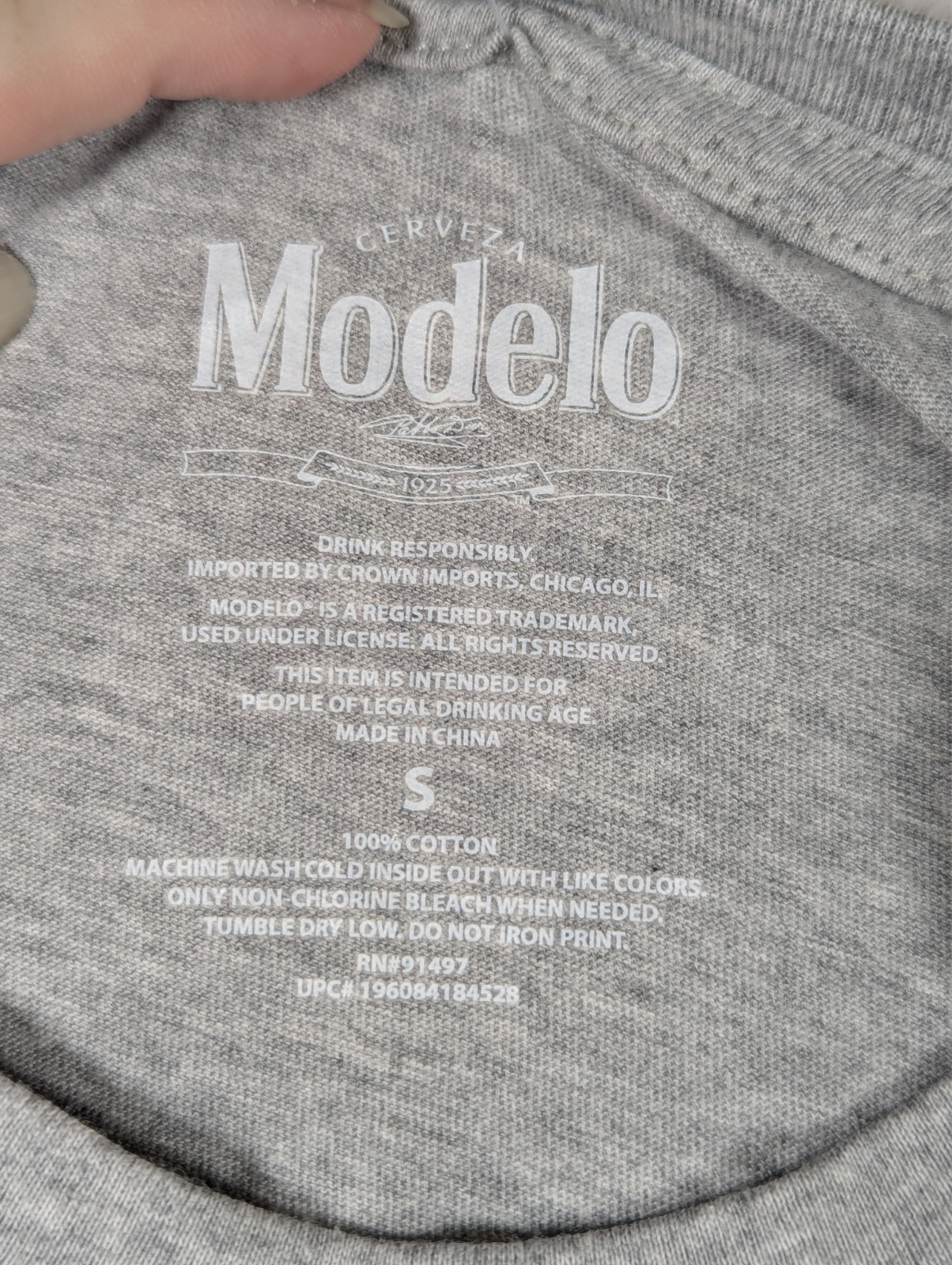 Modelo - Beer Graphic T-Shirt - Gray Logo - Men's - Size: S gallery