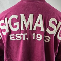 Phi Sigma Sigma T Shirt Womens Medium Red Spirit Jersey Oversized Sorority L/S
