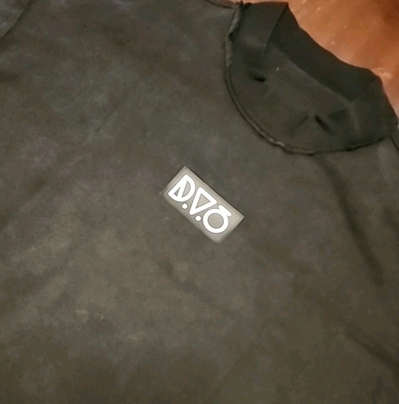 D.V.O Tunnel Vision Oversized Black Graphic Mock Neck Double-Sided T-Shirt Large gallery