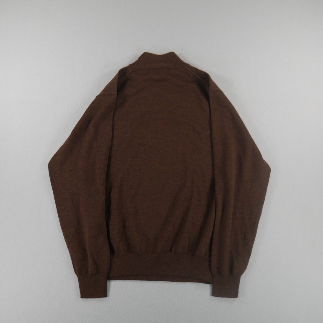 Jos A Bank Signature Collection Brown Sweater 100% Merino Wool Mock Neck Medium gallery