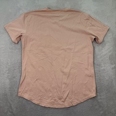 BYLT Basics Mens Large Drop Cut SS T-Shirt Peach Pink White Pocket Curved Hem