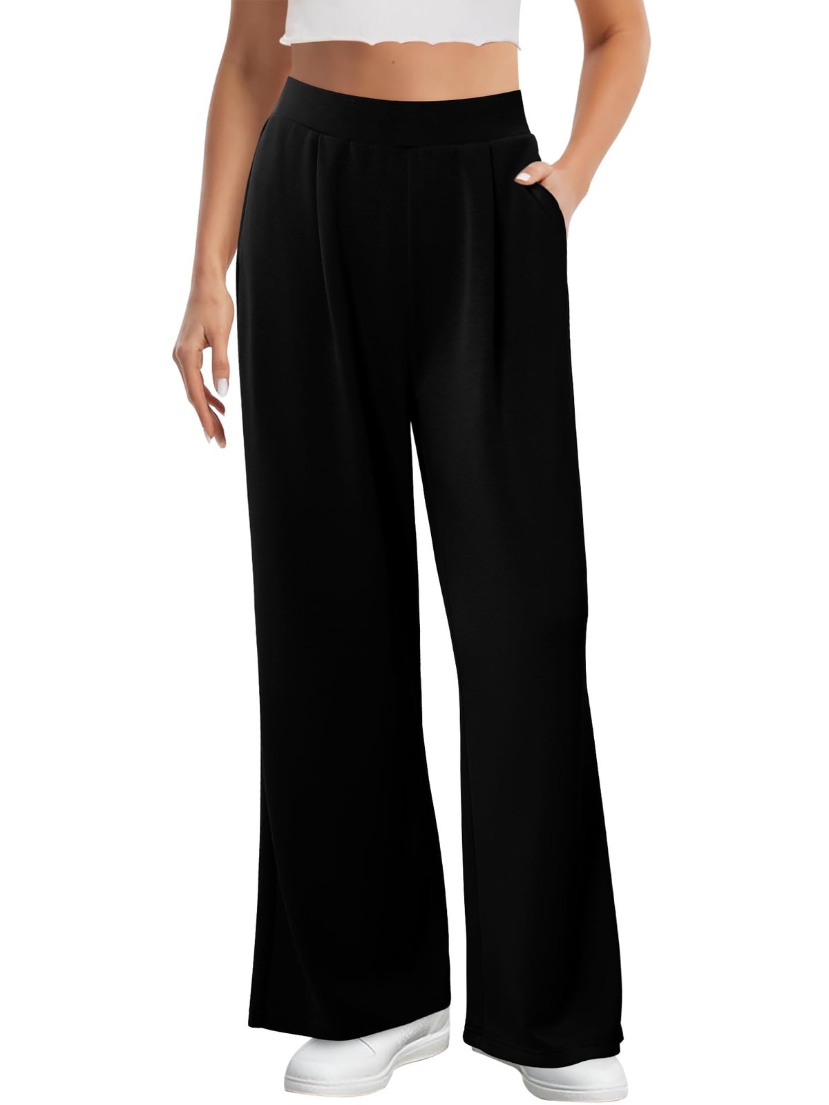 Wide Leg Pants Woman Ladies Casual Loose Cozy Palazzo Pants Comfy High Waiste…