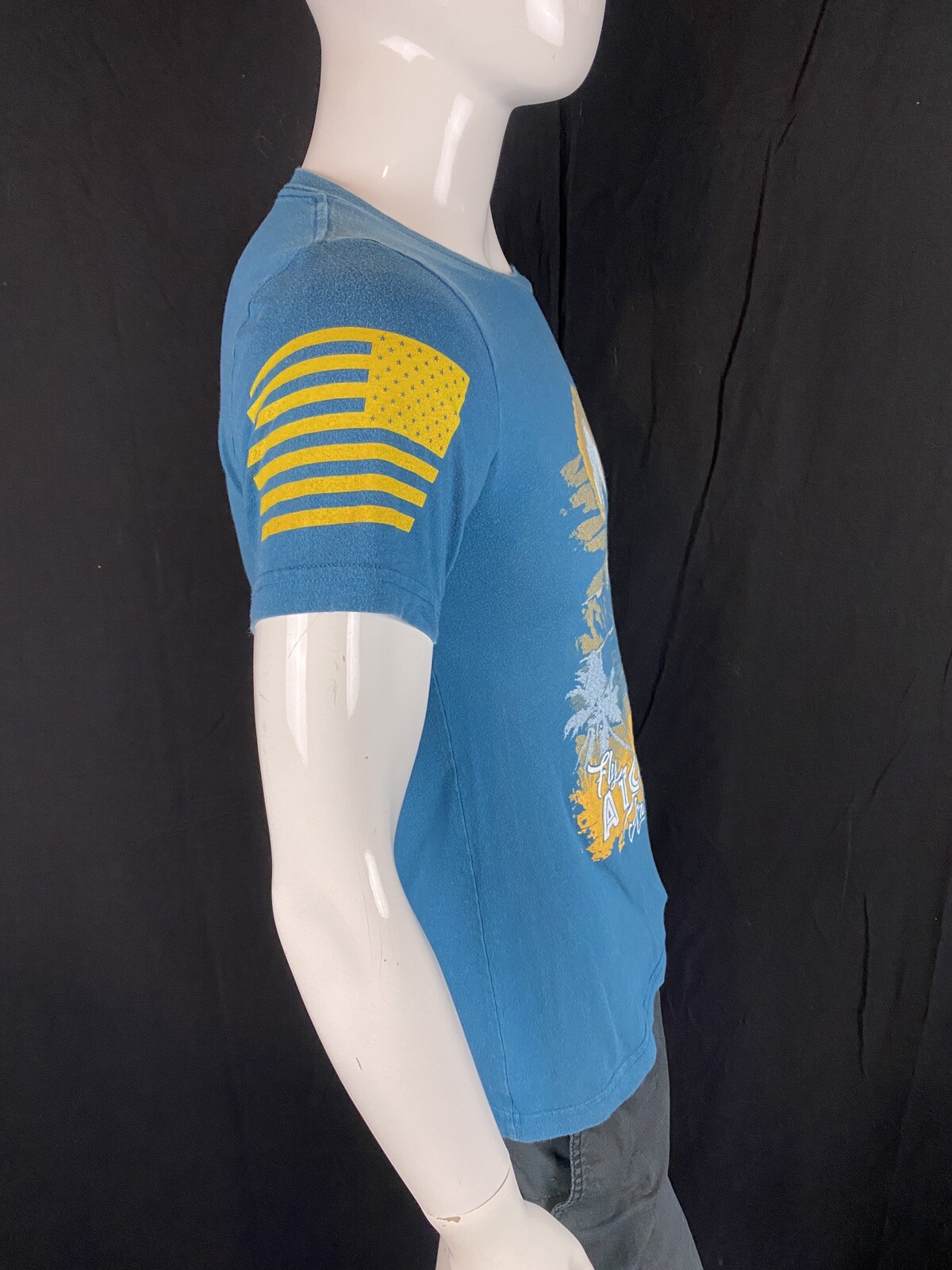 Grunt Style "Fly Atomic Airlines" Blue Front Graphic T Shirt, Men's Size Small gallery