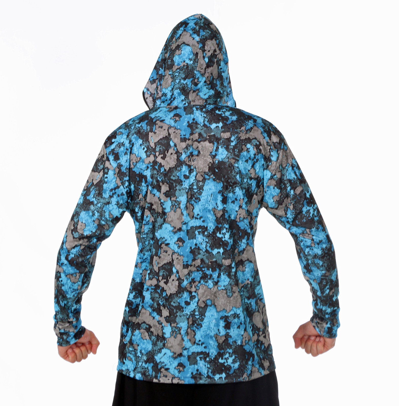 UPF50+ Mens Sun Shield Skin Protection Long Sleeve Microfiber Fishing Shirt Hood gallery
