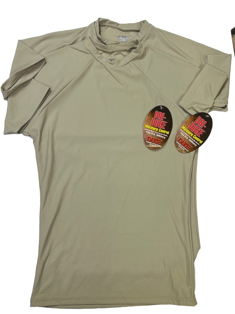 Dri-Duke Moisture Control Compression USGI T-Shirt Men’s Military SAND 2Pc Large